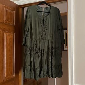 Torrid Boho Long Sleeve Dress with Lace Detail